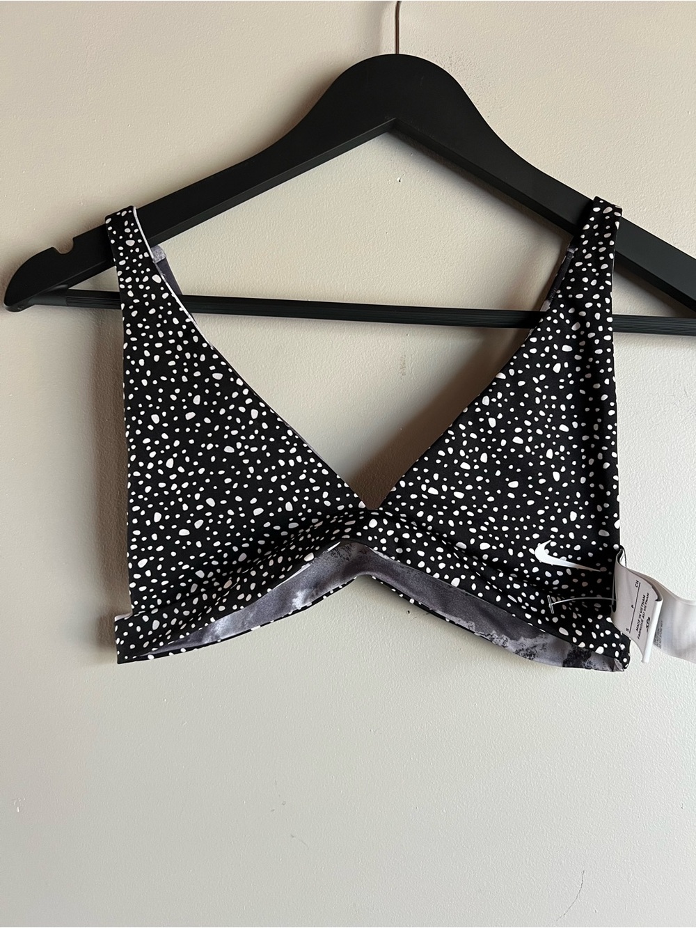 Nike Reversible Black White Polka Dot Gray Sports Bra Bralette Training Small